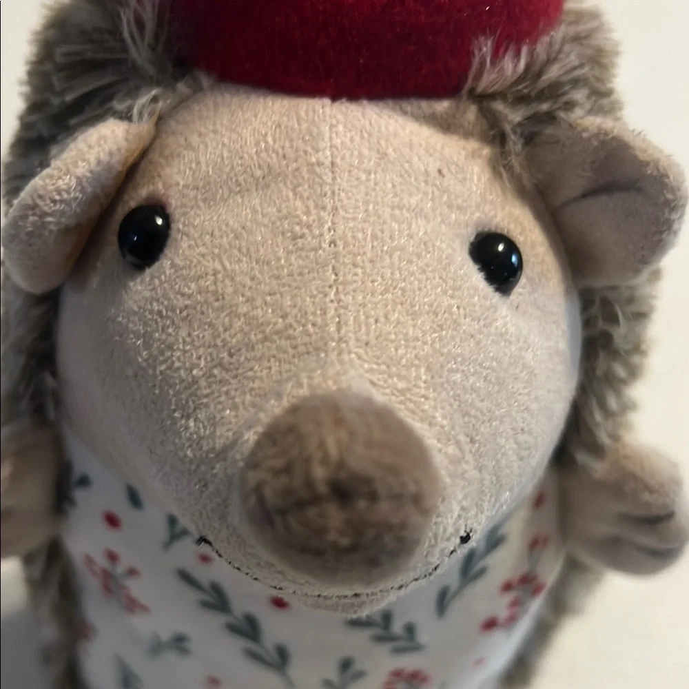 Hedgehog Gnome 10 “ Holiday Christmas decoration white &‎ gray